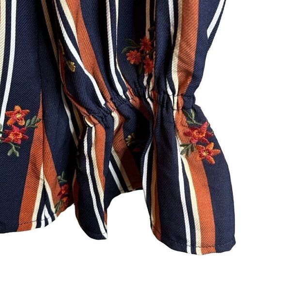 Miss Me NWT multi brown and navy striped long sleeve tunic blouse size L - Picture 9 of 16